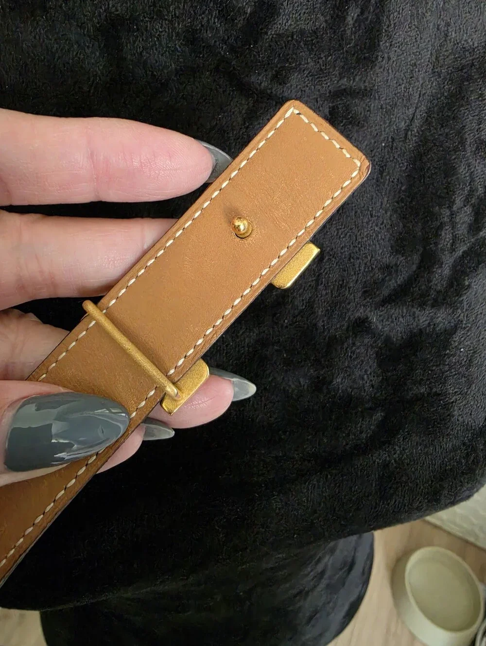 Authentic Hermes Black Leather Belt with Gold H Buckleic
